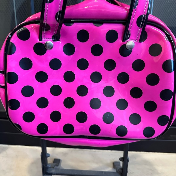 Addicted Hot pink & black polka dot handbag - Picture 4 of 5